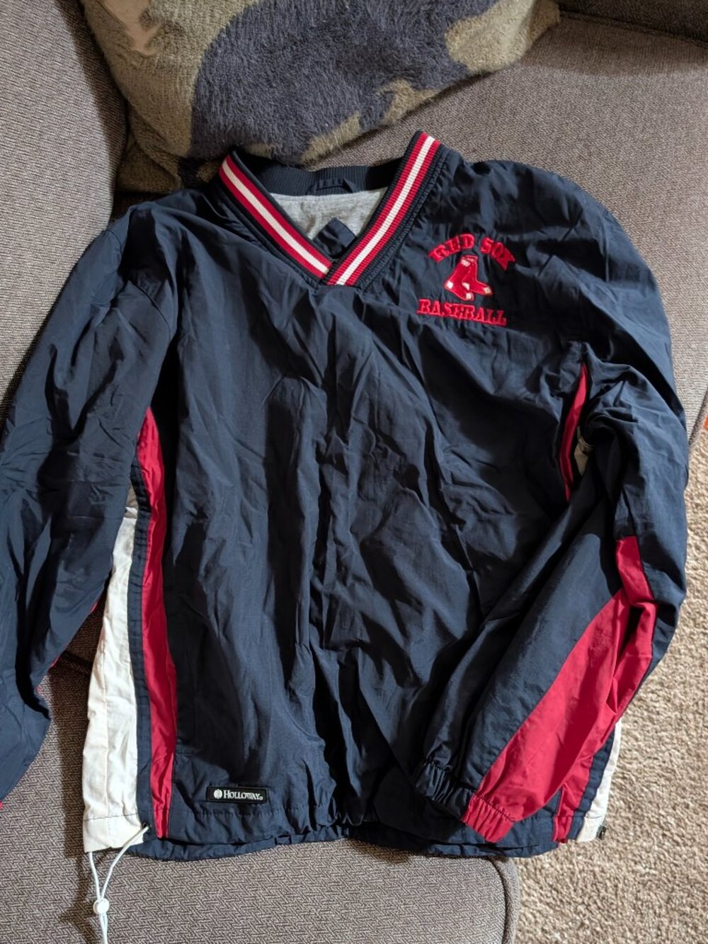 Vintage 90s Holloway Boston Red Sox Baseball V-neck Pullover Windbreaker YouthXL